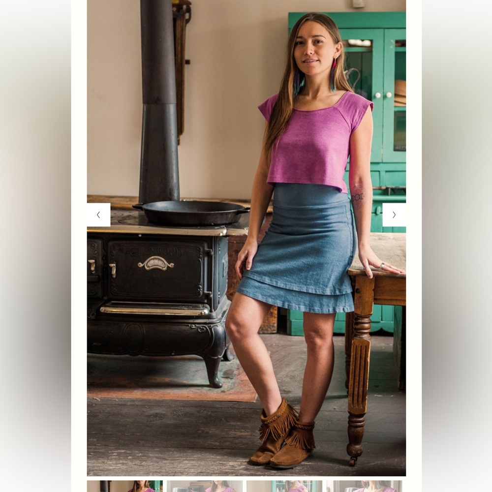 Bohemian Folk Indigo/Natural dyed skirt